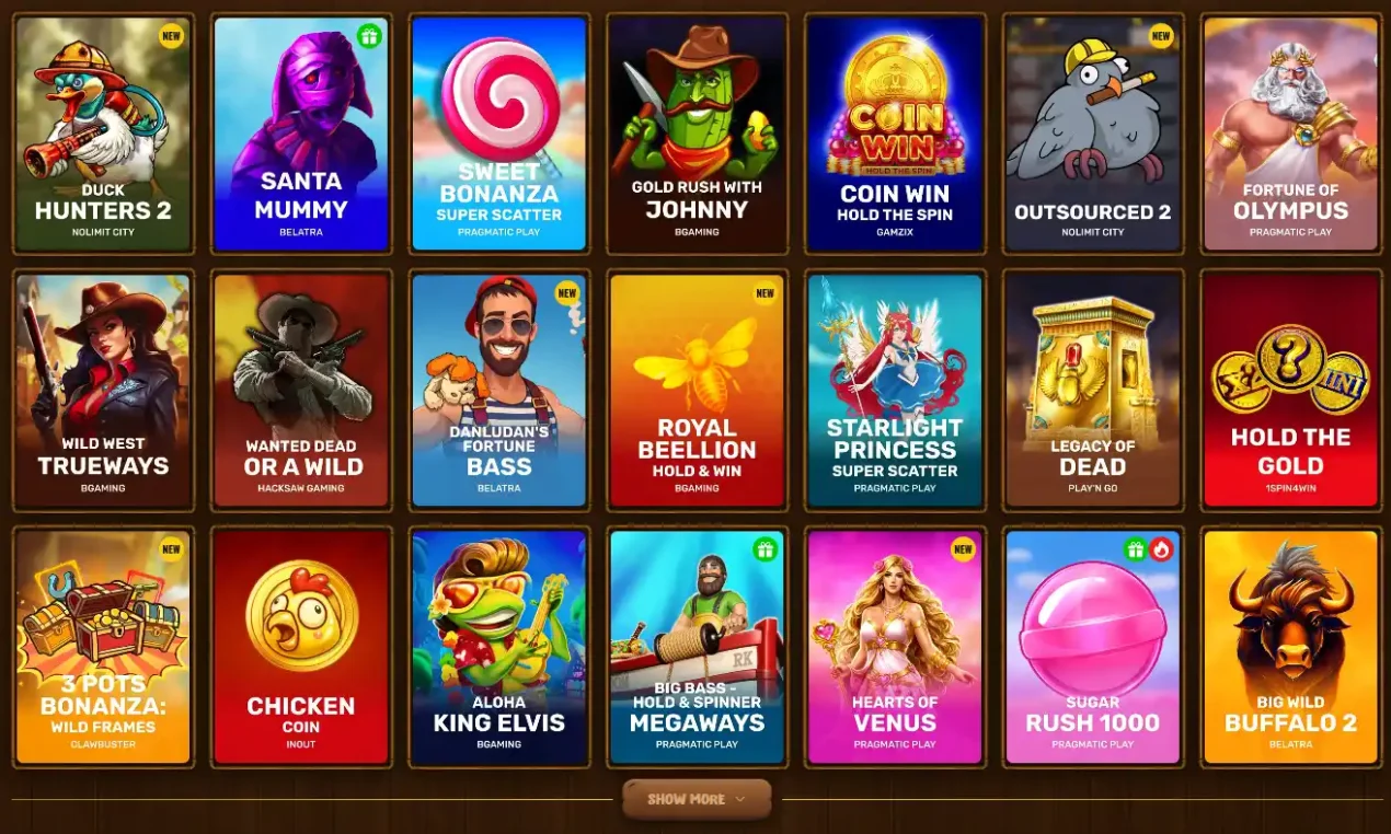 Current Asino slots lobby showing real game tiles and slot navigation filters